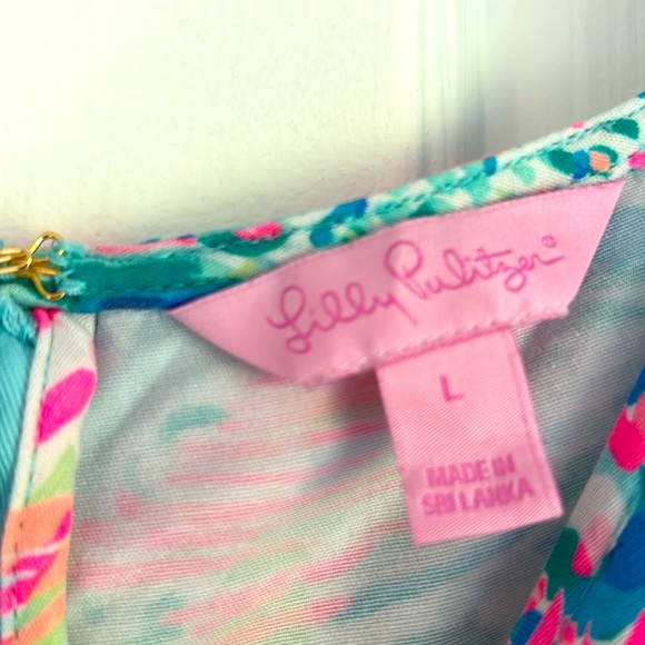 🐟 {L} LILLY PULITZER Donna Tunic Serene Blue Pink Gypsea Fish ⭐️FINAL PRICE⭐️ - Picture 9 of 13